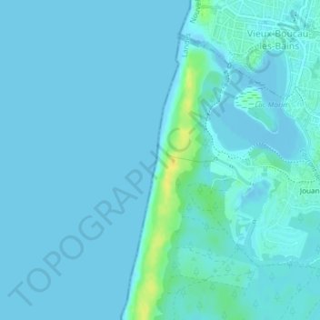 Carte topographique Plage de Soustons, altitude, relief