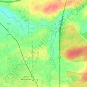Carte topographique Oued Bouskoura, altitude, relief