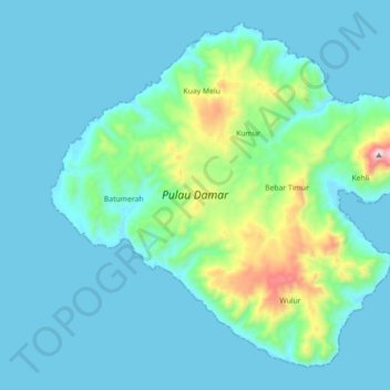 Carte topographique Damar Island, altitude, relief