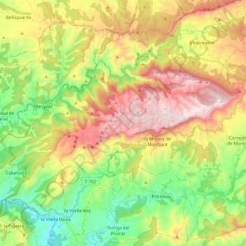 Carte topographique Parc Natural de la Serra de Montsant, altitude, relief