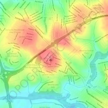 Carte topographique Praça da luz, altitude, relief