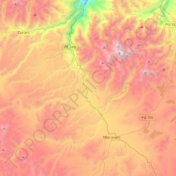 Carte topographique Macusani, altitude, relief