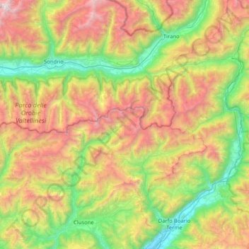 Carte topographique Alpi Orobie Orientali, altitude, relief