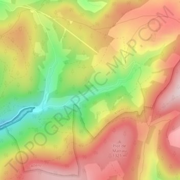 Carte topographique Ruisseau de la Valette, altitude, relief