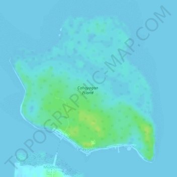 Carte topographique Cahayagan Island, altitude, relief