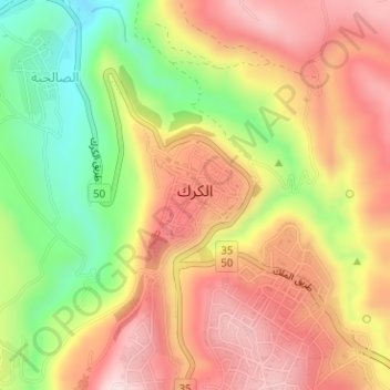 Carte topographique Al Karak, altitude, relief