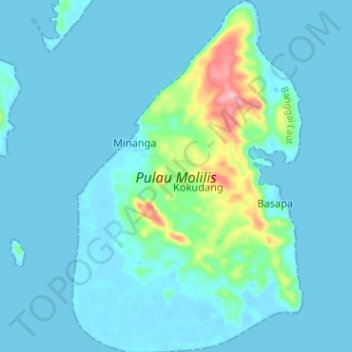Carte topographique Melilis Island, altitude, relief