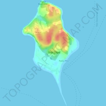 Carte topographique Isla Chuit, altitude, relief