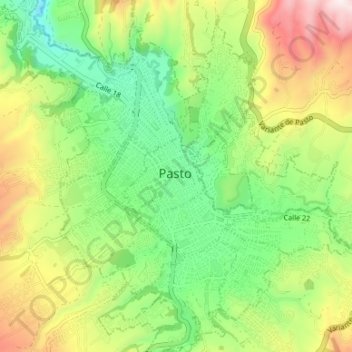 Carte topographique Pasto, altitude, relief