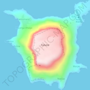 Carte topographique Futuna, altitude, relief