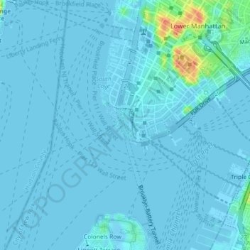 Carte topographique Battery Park, altitude, relief