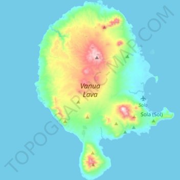 Carte topographique Vanua Lava, altitude, relief