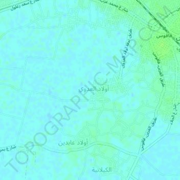 Carte topographique قريه اولاد العدوى, altitude, relief