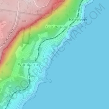 Carte topographique Scarborough Beach, altitude, relief