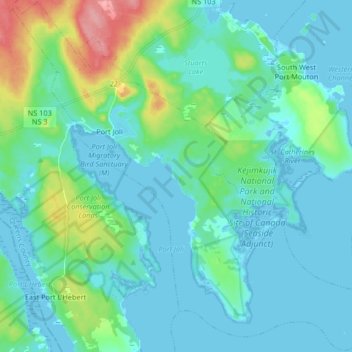 Carte topographique Port Joli, altitude, relief