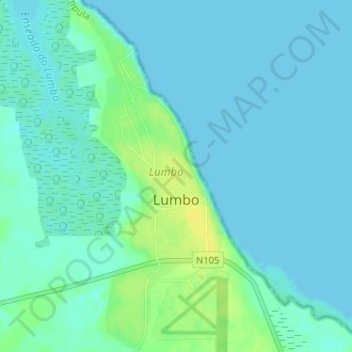 Carte topographique Lumbo, altitude, relief