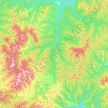 Carte topographique Уини, altitude, relief