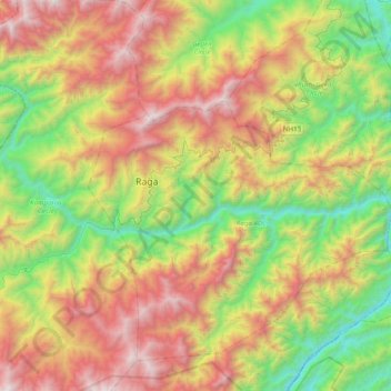 Carte topographique Kamia, altitude, relief