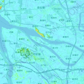 Carte topographique 东海水道, altitude, relief