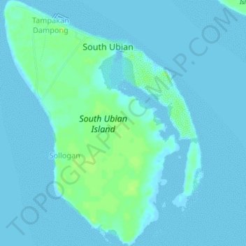Carte topographique South Ubian Island, altitude, relief