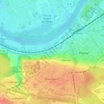Carte topographique Parc Meissonier, altitude, relief