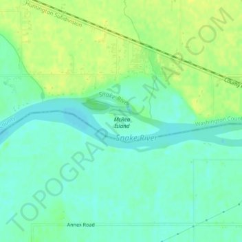 Carte topographique Snake River, altitude, relief