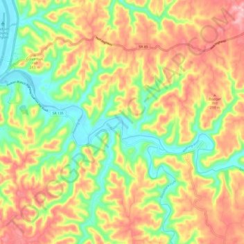 Carte topographique Roaring River, altitude, relief