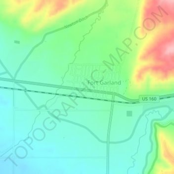 Carte topographique Fort Garland, altitude, relief