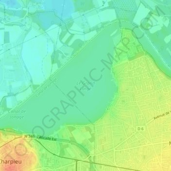 Carte topographique Le Grand Large, altitude, relief