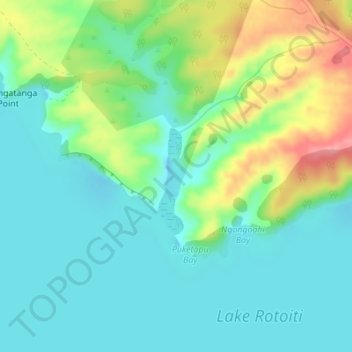 Carte topographique Lake Te Hapua, altitude, relief