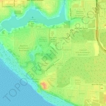 Carte topographique Mariner Point At Southport, altitude, relief