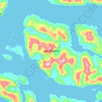 Carte topographique Isla Chipana, altitude, relief