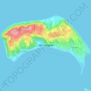 Carte topographique Isla Llingua, altitude, relief