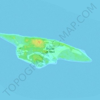 Carte topographique Île Juan de Nova, altitude, relief