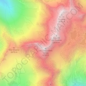 Carte topographique Glacier de Crupillouse, altitude, relief