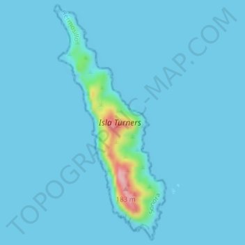 Carte topographique Isla Turners, altitude, relief