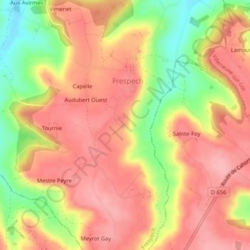 Carte topographique Lapoussonie, altitude, relief