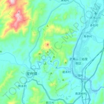 Carte topographique Wuyishan Scenic and Historic Interest Area, altitude, relief