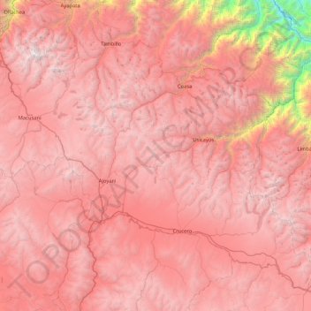 Carte topographique Cordillera Carabaya, altitude, relief