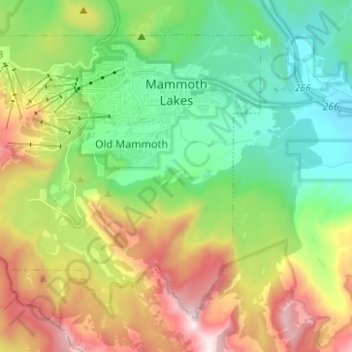 Carte topographique Mammoth Lakes, altitude, relief