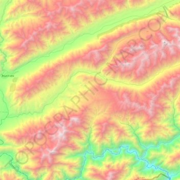 Carte topographique Kaindy, altitude, relief