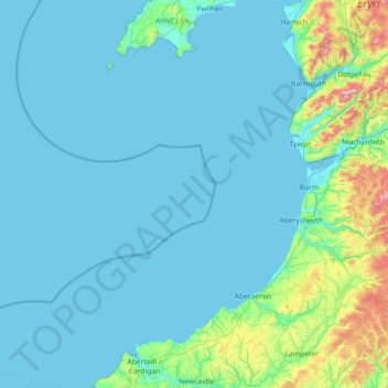 Carte topographique Cardigan Bay, altitude, relief