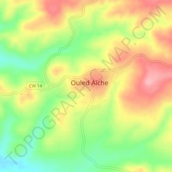 Carte topographique Ouled Aiche, altitude, relief