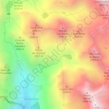 Carte topographique Gias du Lac Autier, altitude, relief