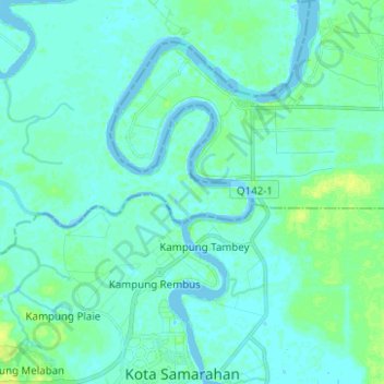 Carte topographique Batang Samarahan, altitude, relief