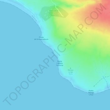 Carte topographique Praia de Santa Mónica, altitude, relief