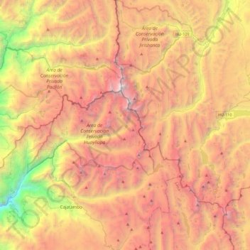 Carte topographique Zona Reservada Cordillera Huayhuash, altitude, relief