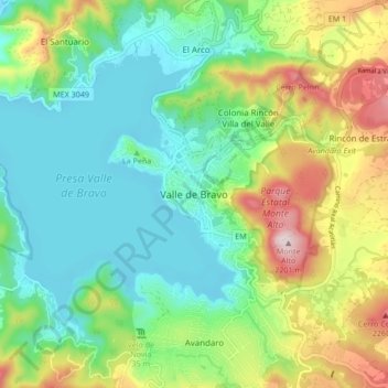 Carte Topographique Valle De Bravo Altitude Relief