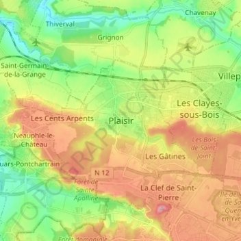 Carte Topographique Plaisir Altitude Relief