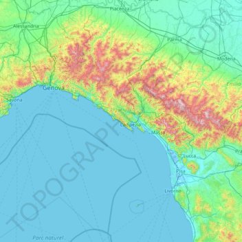 Carte Topographique Cinque Terre Altitude Relief